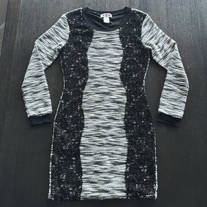 Three Pink Hearts Trixxi Black White Lace Bodycon Dress M Goth Grunge Halloween